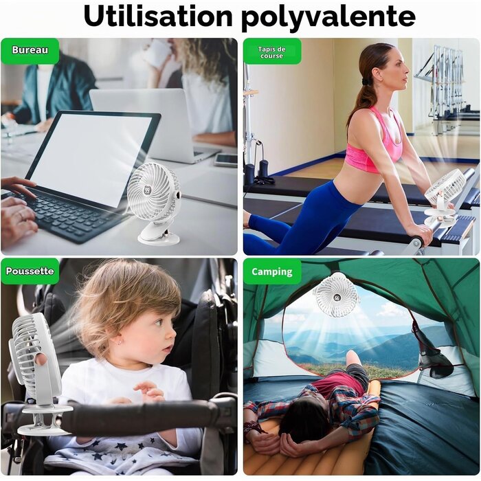 Ventilateur à pince rechargeable 6" - 5 vitesses - 6000mAh - 29% de remise