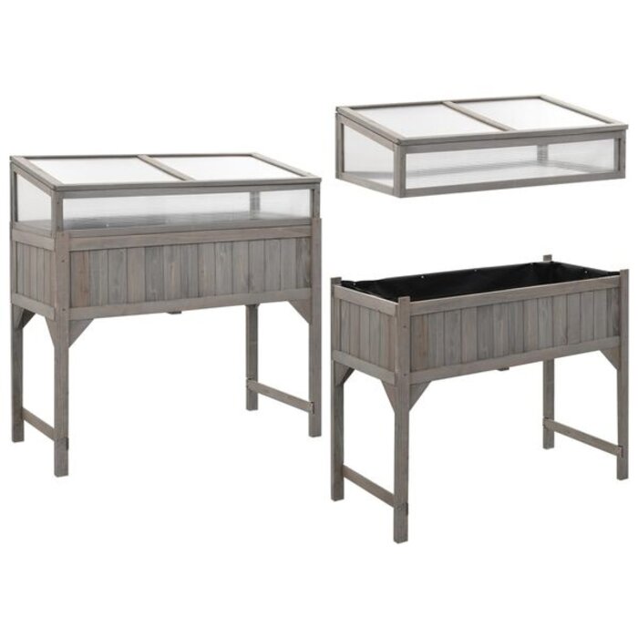 Jardinière surélevée avec serre en bois d'épicéa 110x120 cm - 34% de remise