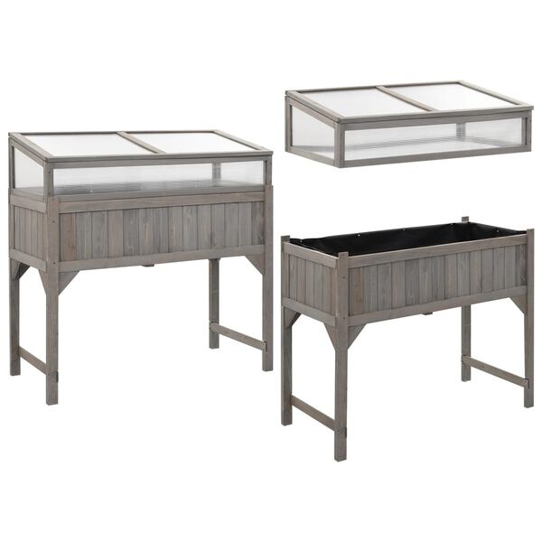 Jardinière surélevée avec serre en bois d'épicéa 110x120 cm - 34% de remise