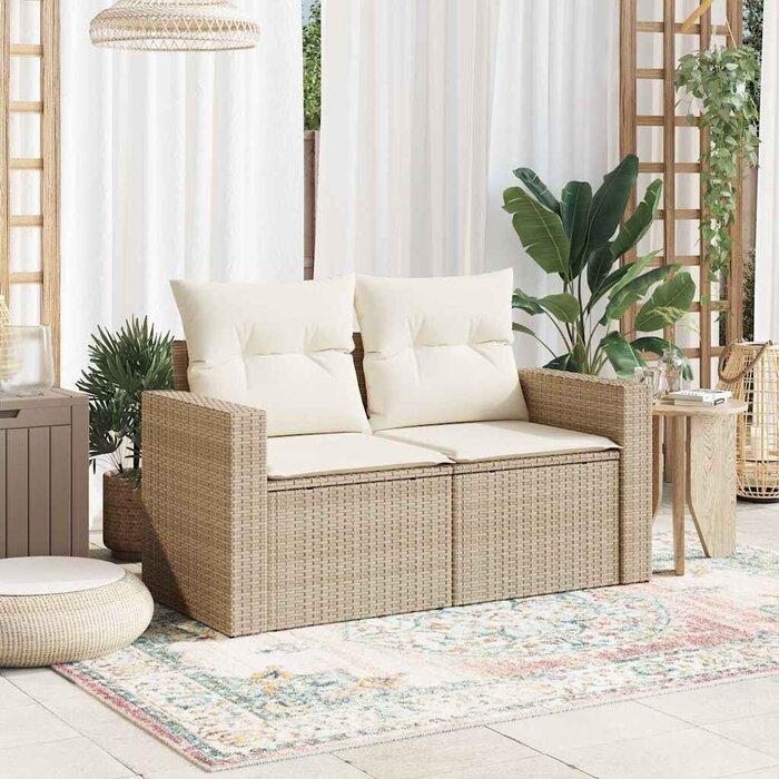 Banc de jardin 2 places en résine tressée beige - 34% de remise