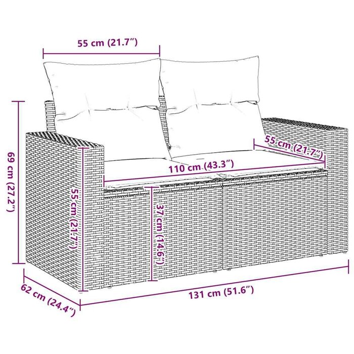Banc de jardin 2 places en résine tressée beige - 34% de remise