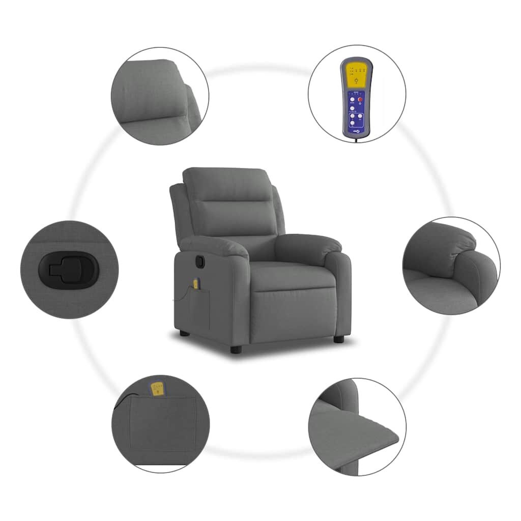Fauteuil de massage inclinable gris foncé - 35% de remise