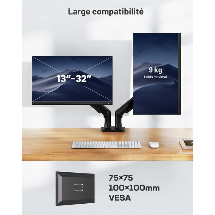 Support double pour moniteurs 13-32 pouces - 33% de remise