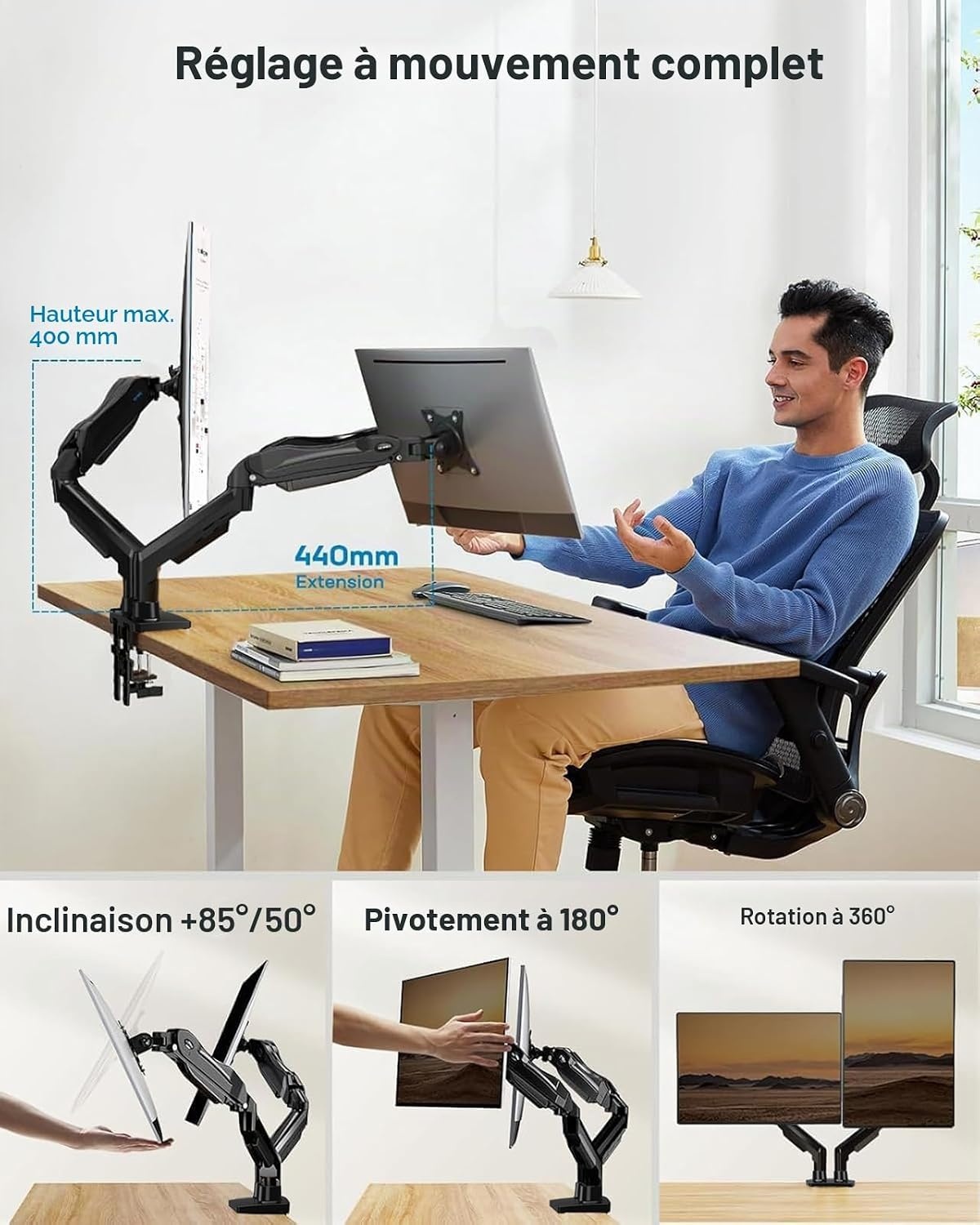 Support double pour moniteurs 13-32 pouces - 33% de remise