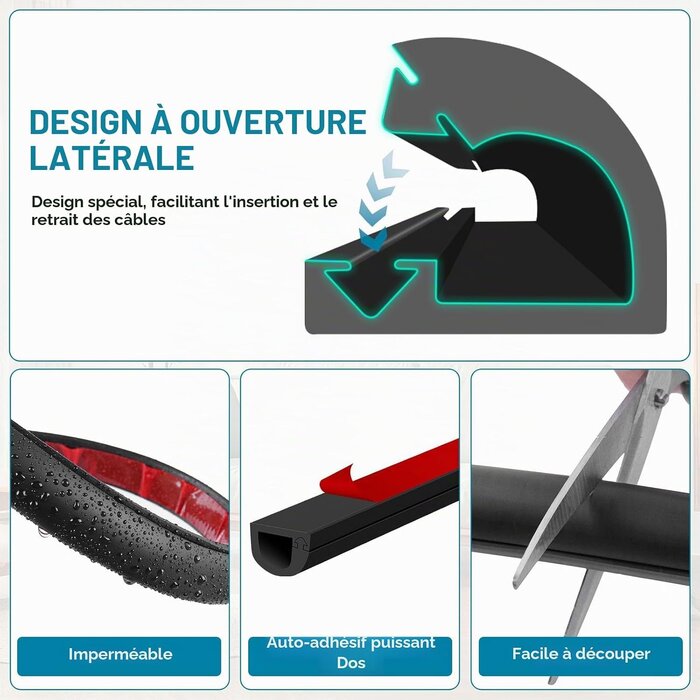 Goulotte de câble flexible 3m - Noir - 7x14mm - 29% de remise
