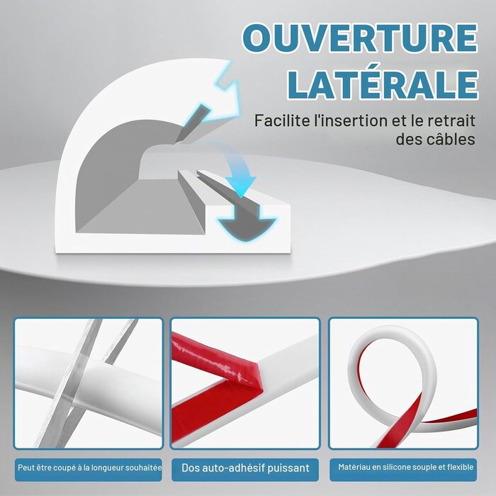 Goulotte de câble flexible adhésive 6m - Blanc - 31% de remise
