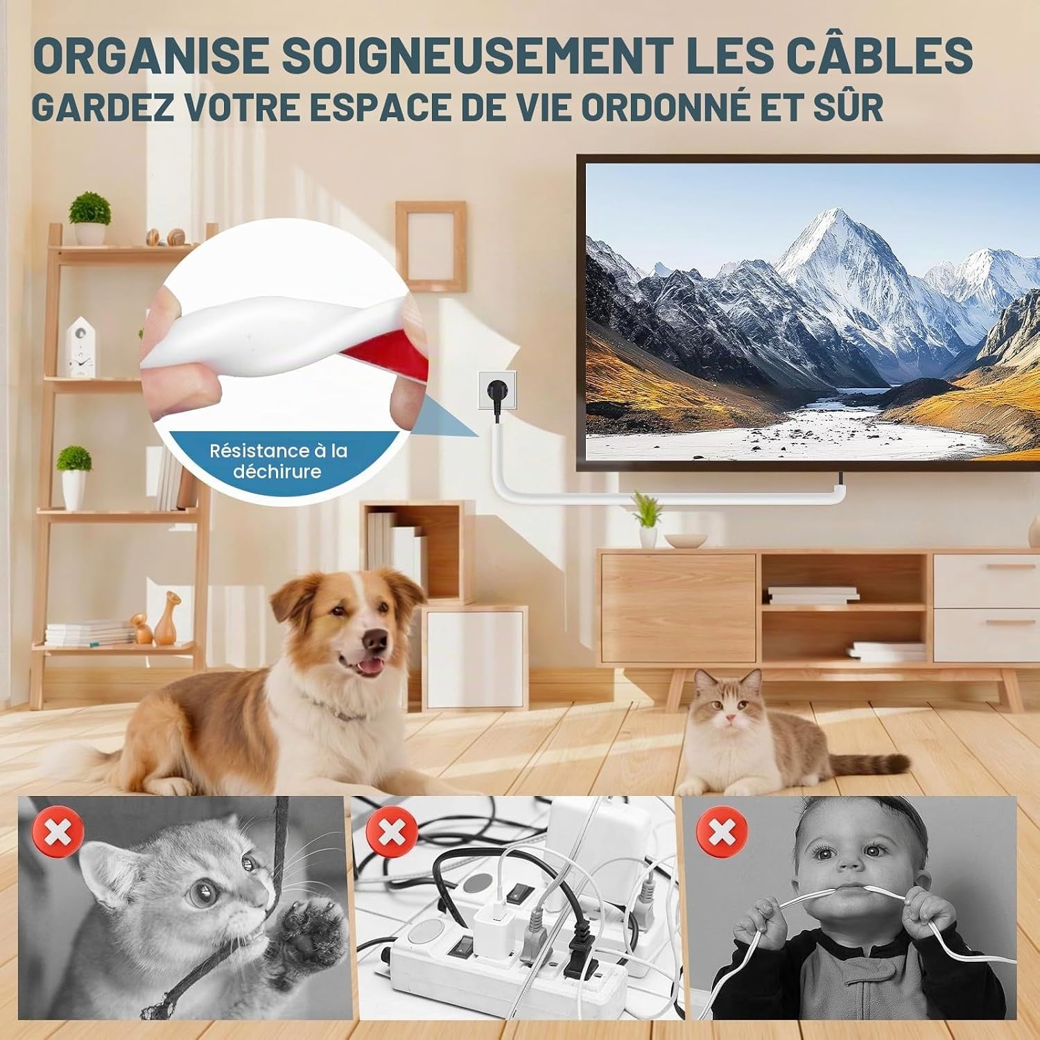 Goulotte de câble flexible adhésive 6m - Blanc - 31% de remise