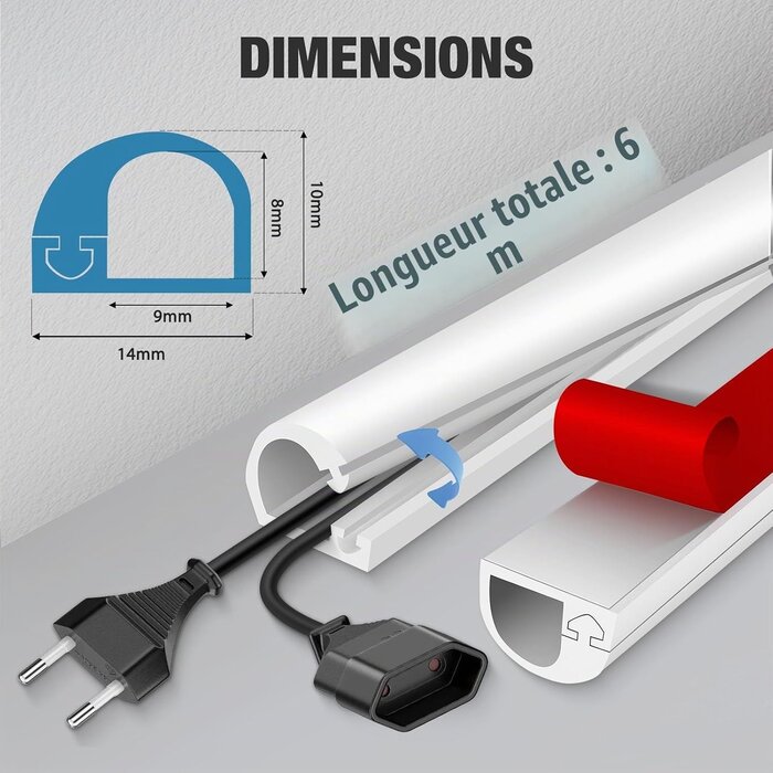 Goulotte de câble flexible adhésive 6m - Blanc - 31% de remise