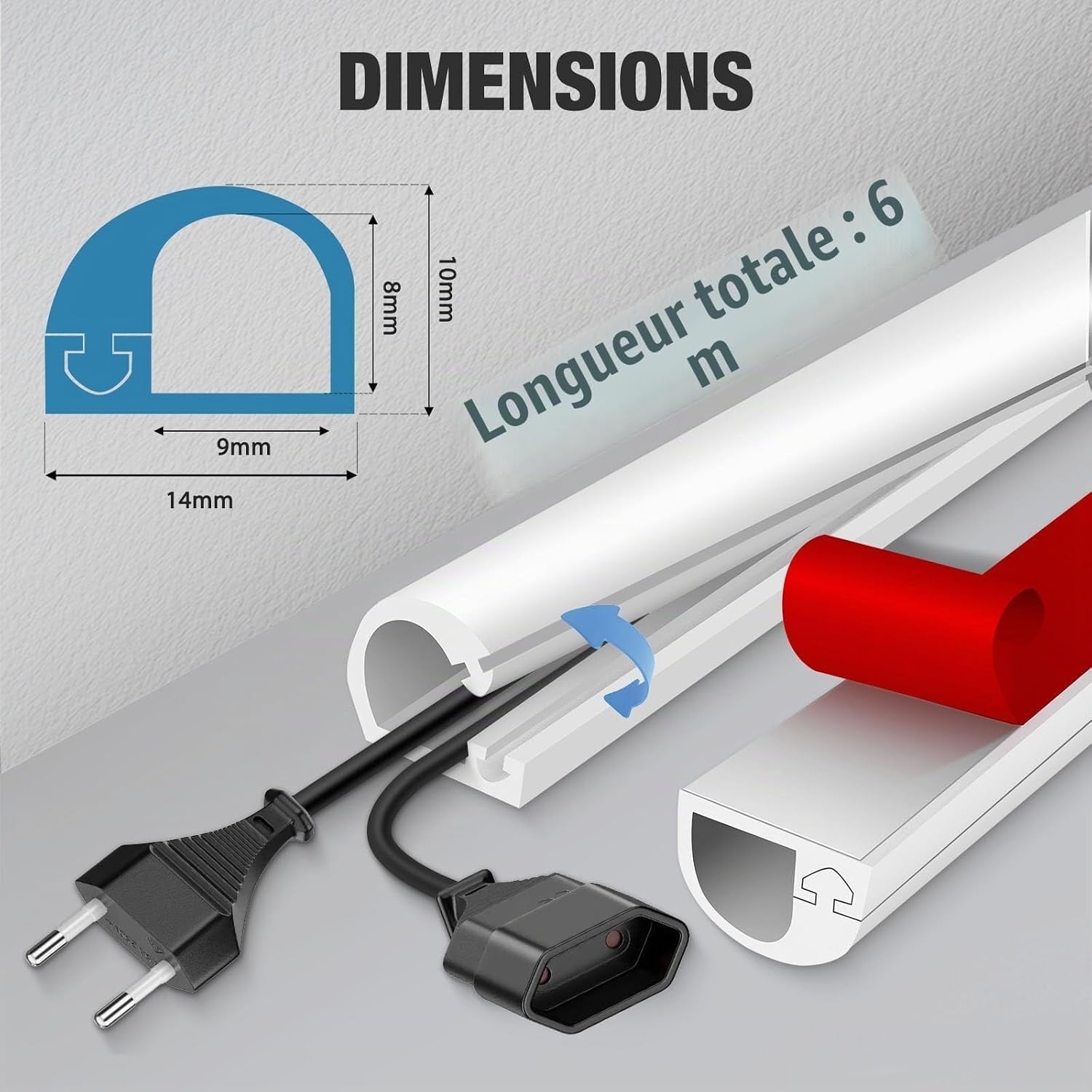 Goulotte de câble flexible adhésive 6m - Blanc - 31% de remise
