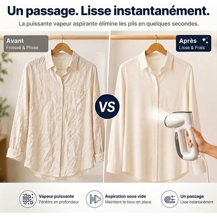 Défroisseur vapeur pliable 2300 Pa - 34% de remise