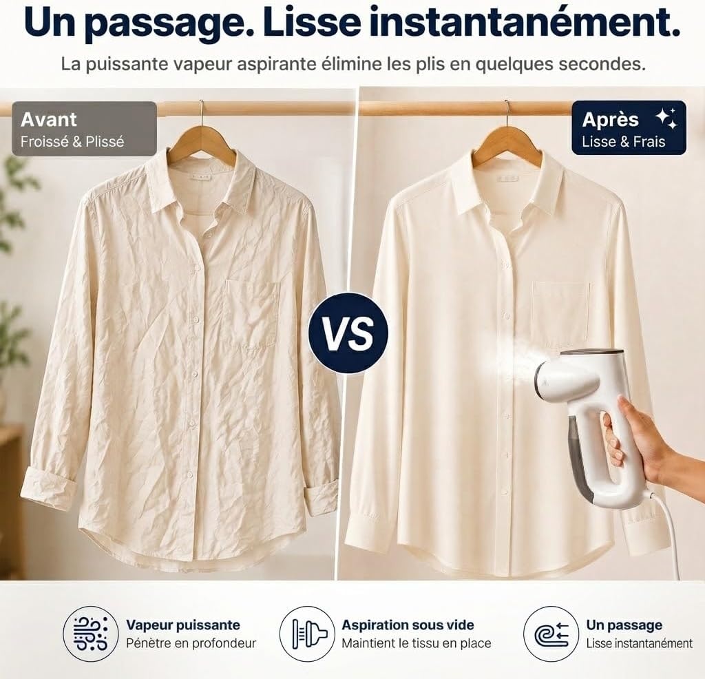 Défroisseur vapeur pliable 2300 Pa - 34% de remise