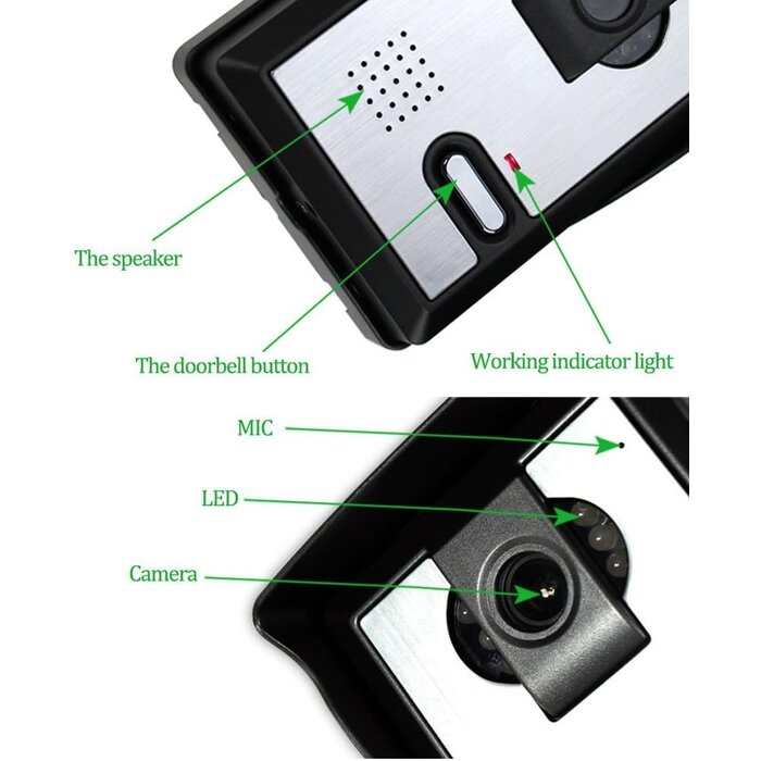 Interphone vidéo 7 pouces HD - Vision nocturne - 34% de remise