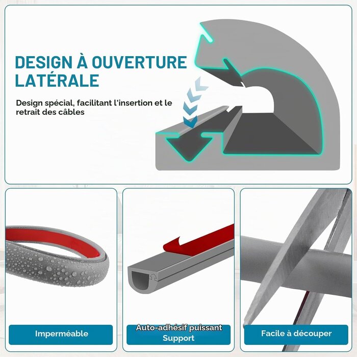 Goulotte de câble adhésive grise 7x14mm - 6m - 30% de remise