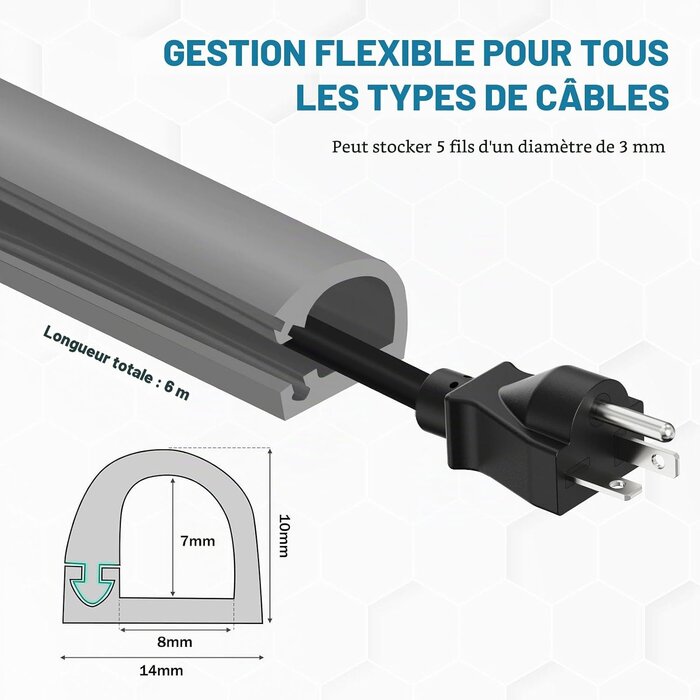 Goulotte de câble adhésive grise 7x14mm - 6m - 30% de remise