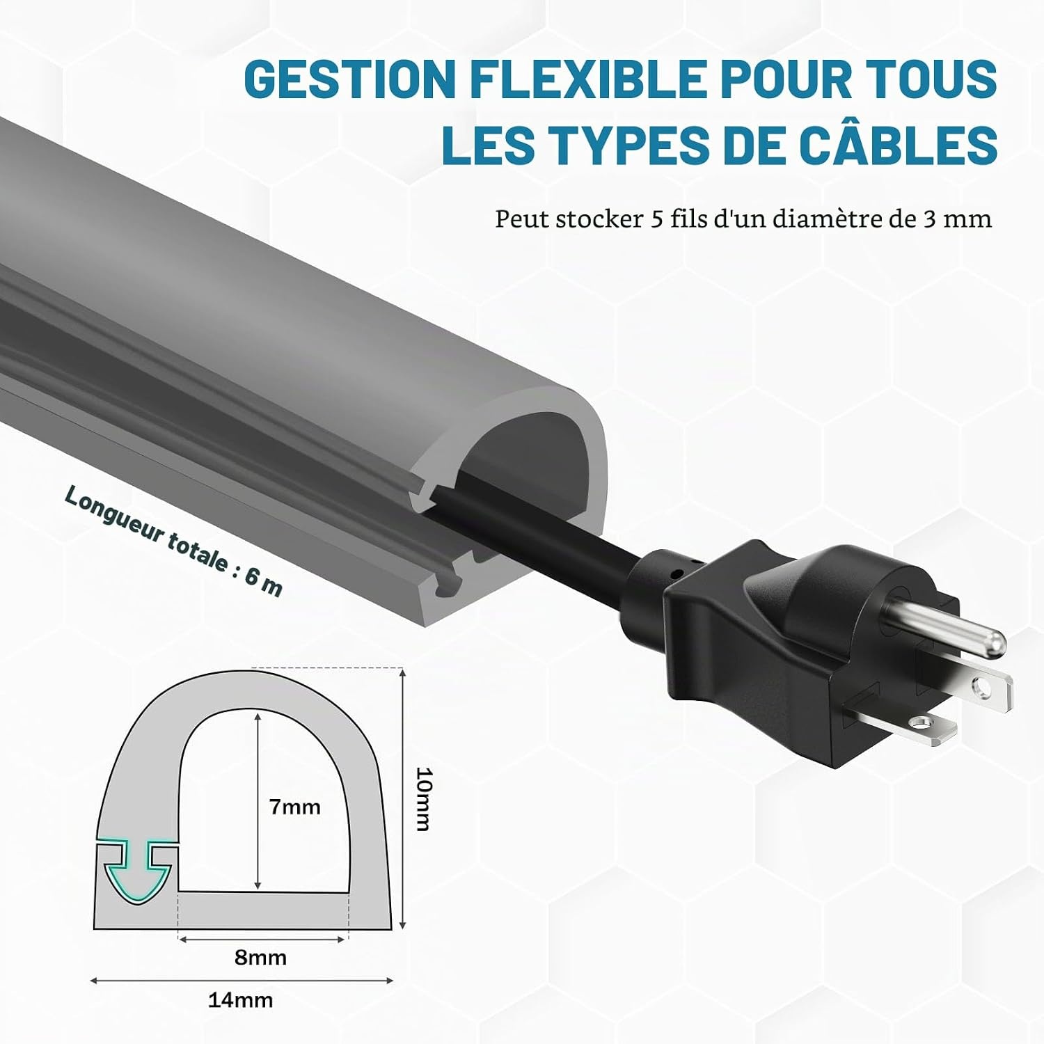 Goulotte de câble adhésive grise 7x14mm - 6m - 30% de remise