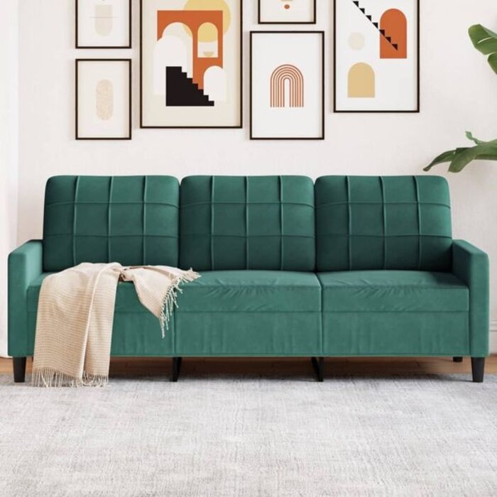 Canapé 3 places 180 cm velours vert foncé - 35% de remise