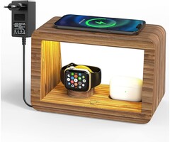 Station de charge sans fil 15W et lampe tactile bambou - 48% de remise
