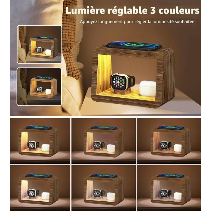 Station de charge sans fil 15W et lampe en bambou - 32% de remise