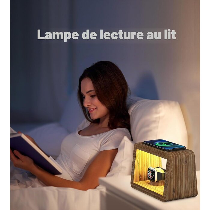 Station de charge sans fil 15W et lampe en bambou - 32% de remise