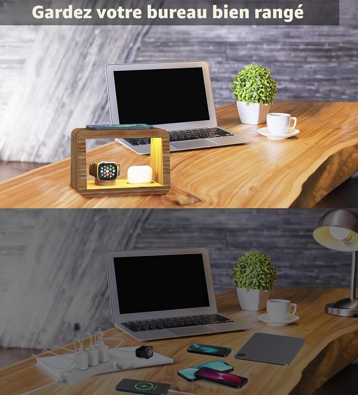 Station de charge sans fil 15W et lampe en bambou - 32% de remise