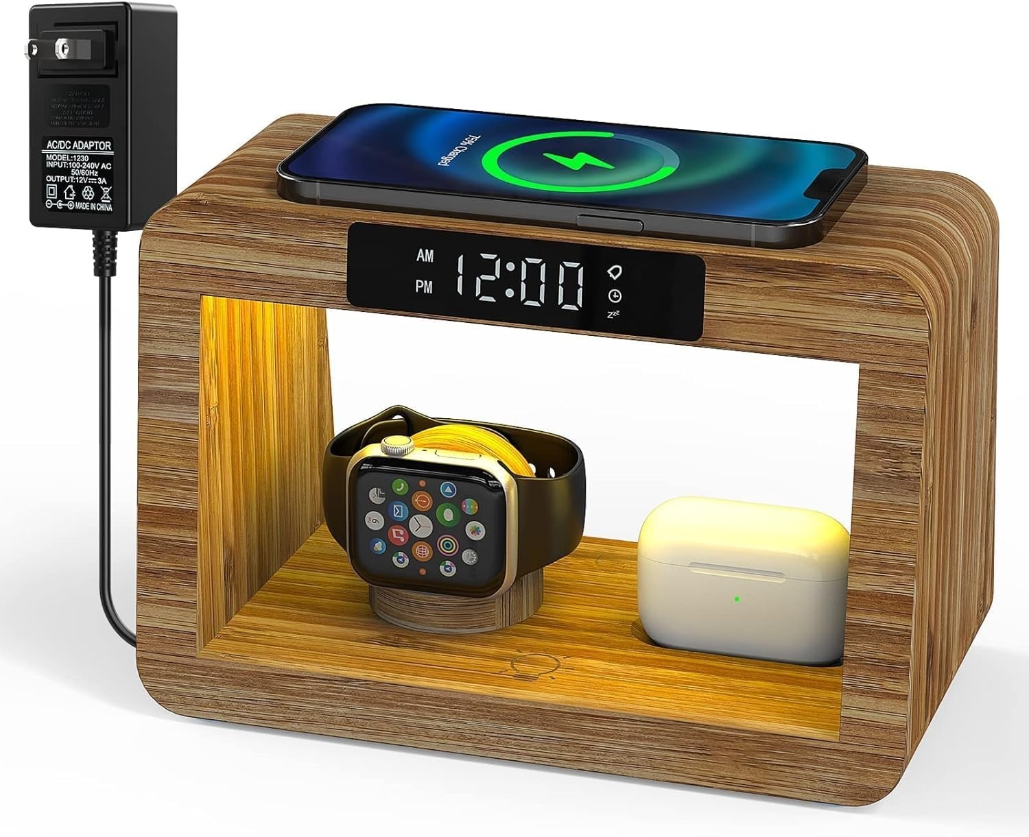Station de charge sans fil 15W et lampe en bambou - 32% de remise