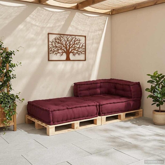 Pouf modulaire 70x70x54cm rouge - 35% de remise