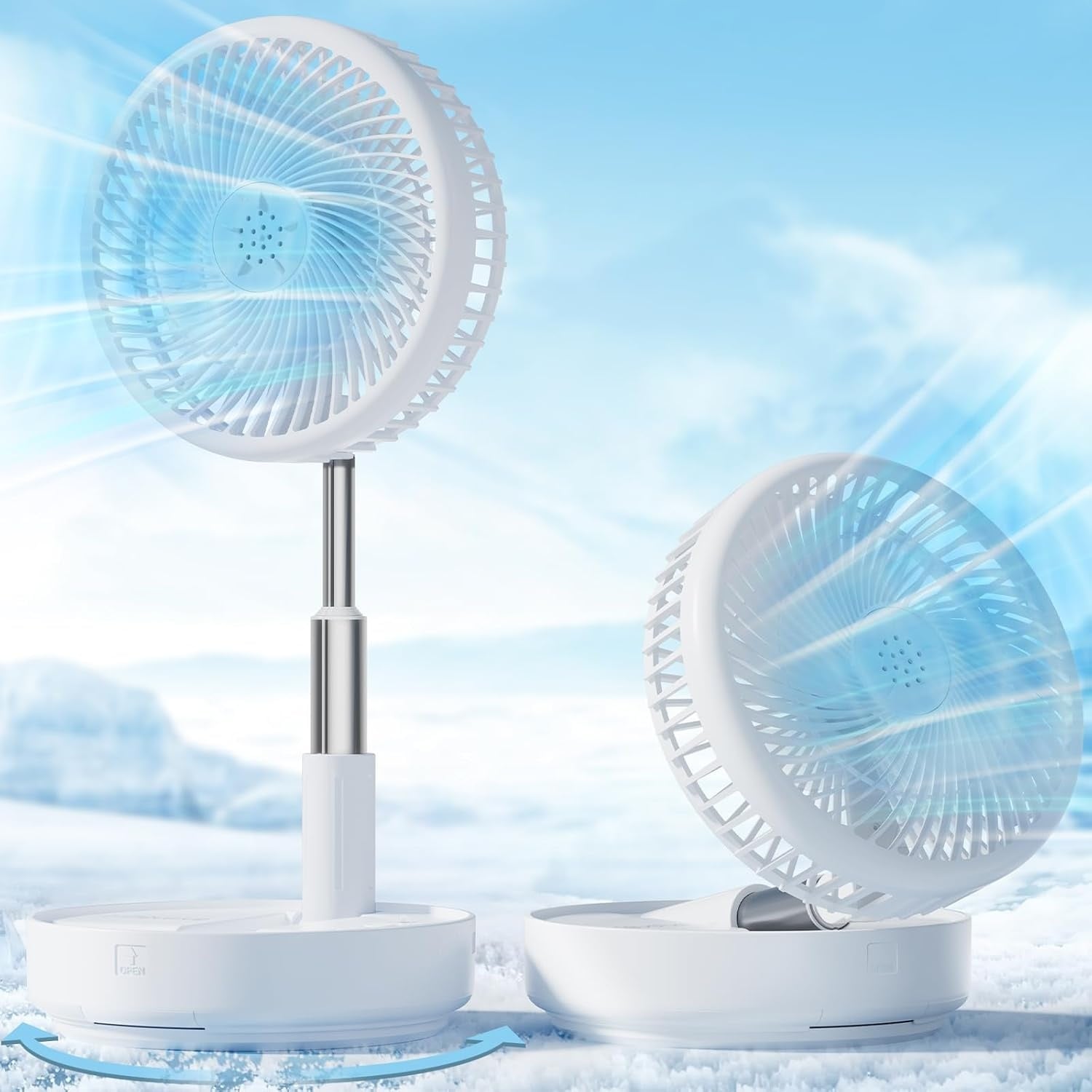 Ventilateur de sol pliable sans fil 7,7 pouces - 32% de remise - Blanc