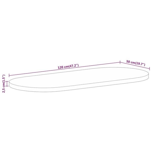 Plateau de table ovale en bois de manguier 120x50cm - 34% de remise