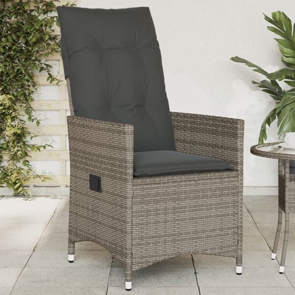 Fauteuil de jardin inclinable résine tressée gris - 34% de remise