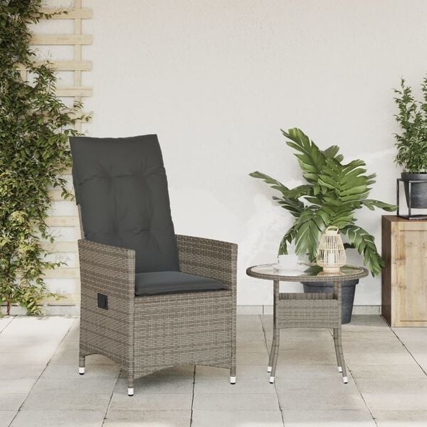 Fauteuil de jardin inclinable résine tressée gris - 34% de remise