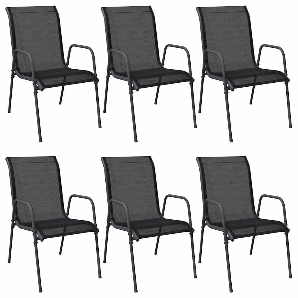 Lot de 6 chaises de jardin acier et textilène noir - 35% de remise