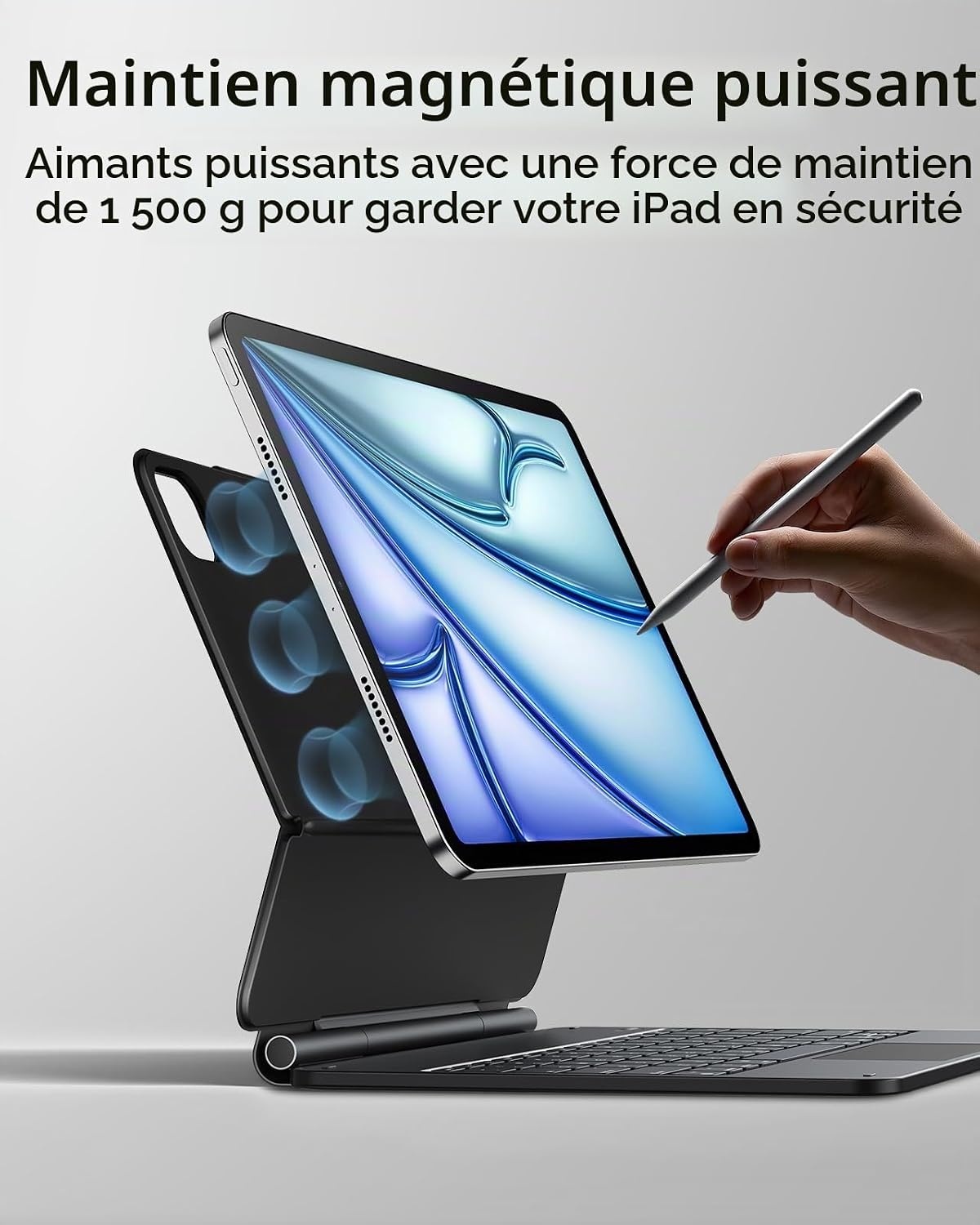 Étui clavier magnétique iPad Pro 12,9" - Gris - 34% de remise