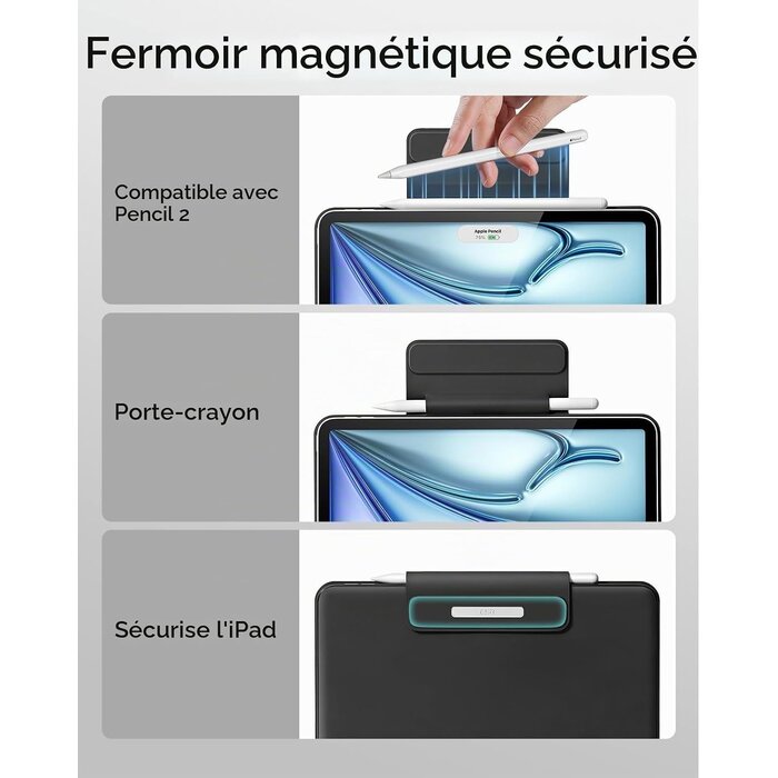 Étui clavier magnétique iPad Pro 12,9" - Gris - 34% de remise