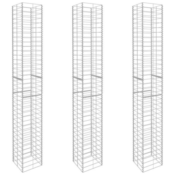 Lot de 3 gabions en acier galvanisé 25x25x197 cm - 33% de remise