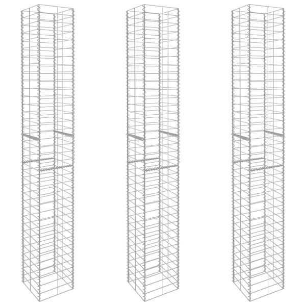 Lot de 3 gabions en acier galvanisé 25x25x197 cm - 33% de remise