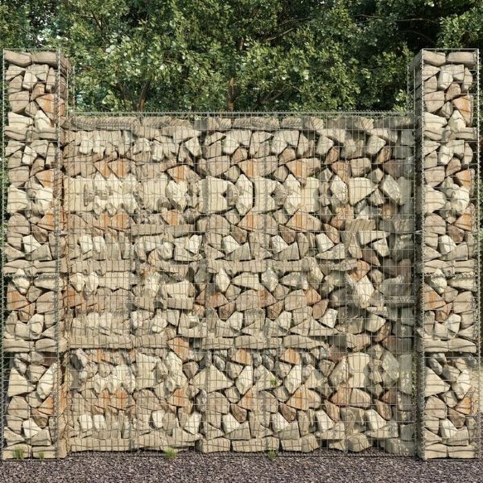 Lot de 3 gabions en acier galvanisé 25x25x197 cm - 33% de remise
