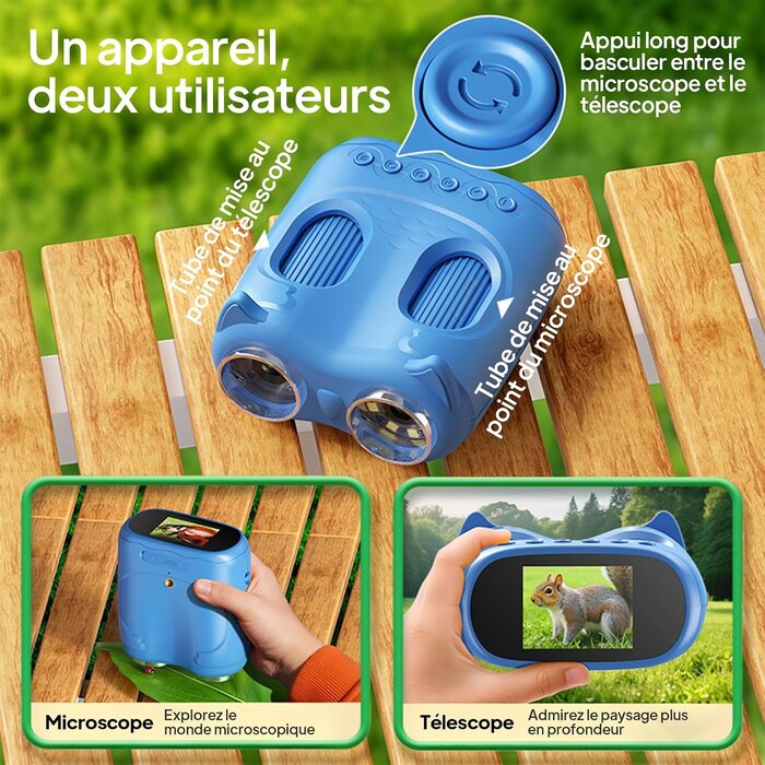 Microscope et Télescope 2-en-1 Enfant 4K - Bleu - 31% de remise