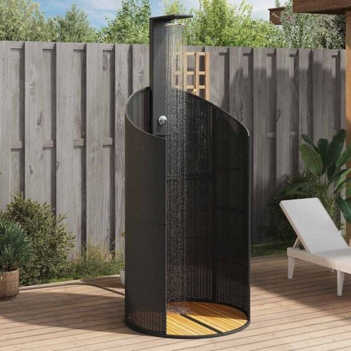 Vidaxl Douche de jardin en rotin et acacia noir - 35% de remise