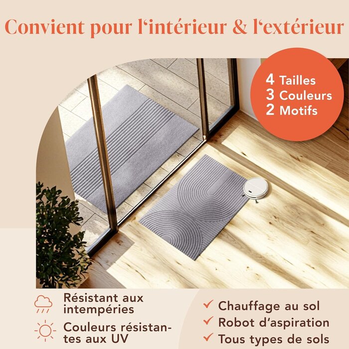 Paillasson absorbant 60x90 cm Gris - 30% de remise