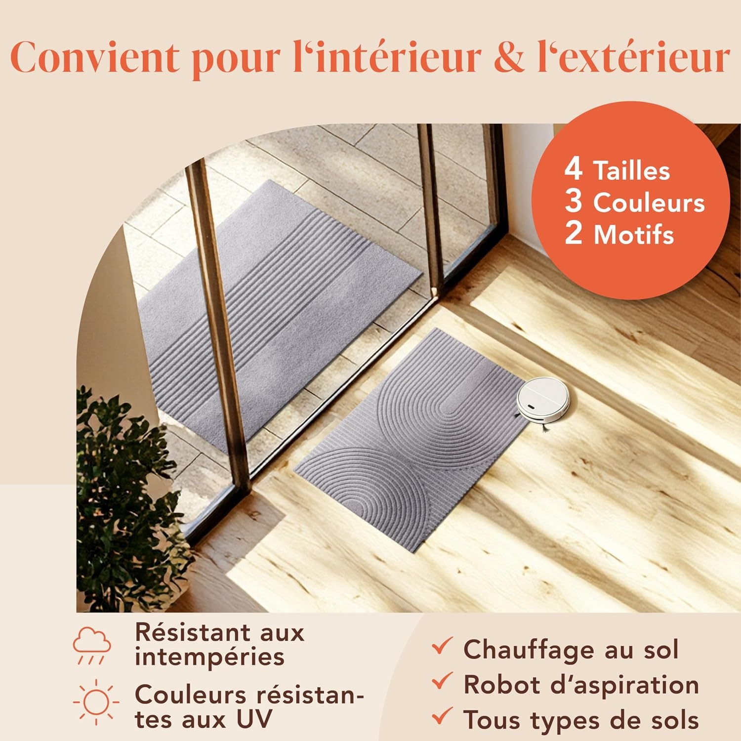 Paillasson absorbant 60x90 cm Gris - 30% de remise