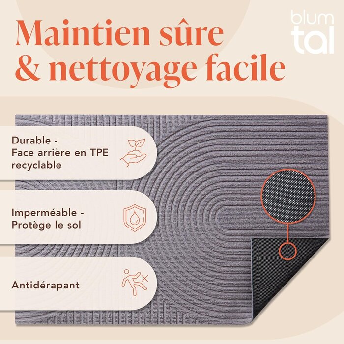 Paillasson absorbant 60x90 cm Gris - 30% de remise