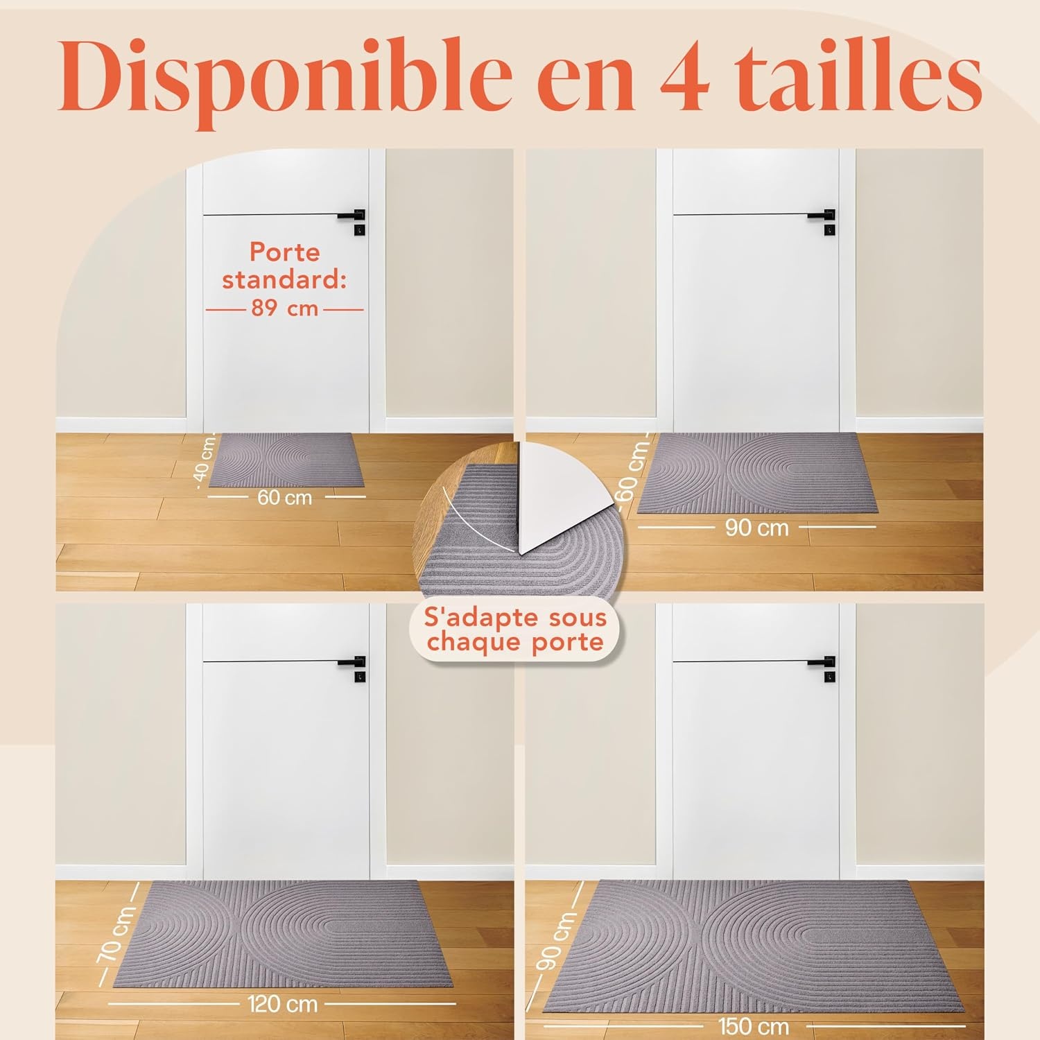 Paillasson absorbant 60x90 cm Gris - 30% de remise