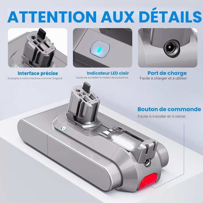 Batterie de rechange 3900mAh pour aspirateur balai - 33% de remise