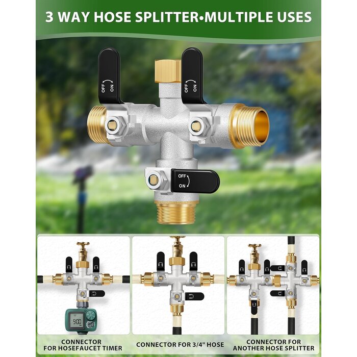 Distributeur d'eau 3 voies pour jardin - 3/4 pouce - 32% de remise