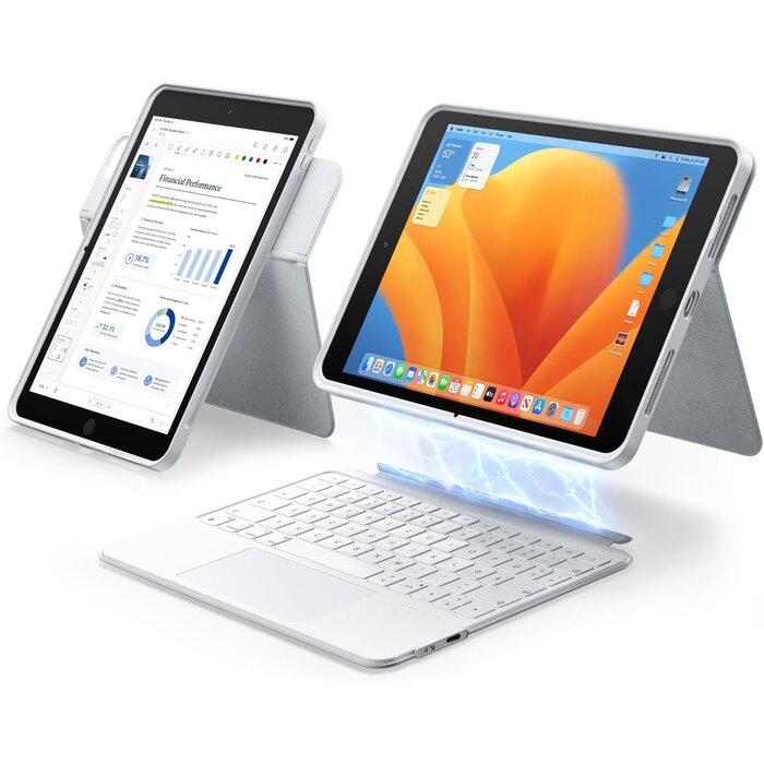Hou Étui Clavier Pivotant iPad 7/8/9e Génération - Blanc - 34% de remise