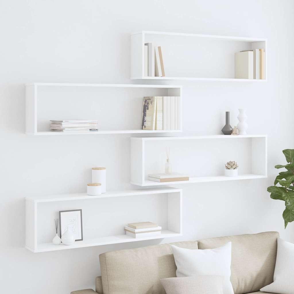 Vidaxl Lot de 4 étagères murales cube blanc - 100x15x30 cm - 34% de remise