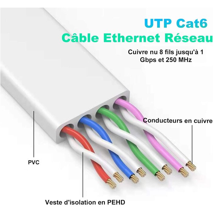 Câble Ethernet Cat 6 RJ45 30m - Débit 1 Gbps - 30% de remise