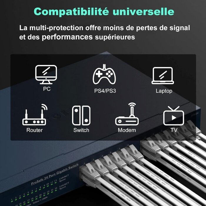 Câble Ethernet Cat 6 RJ45 30m - Débit 1 Gbps - 30% de remise