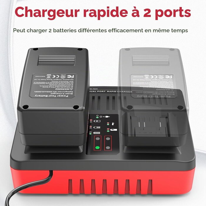 Asuncell Chargeur double rapide 18V pour batteries - 31% de remise