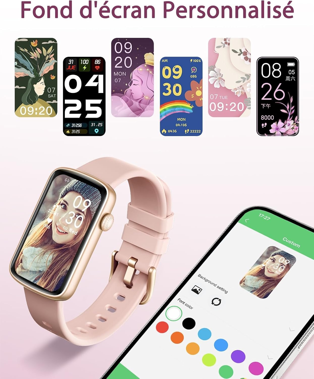Montre connectée femme rose - 30% de remise - Suivi santé et sport